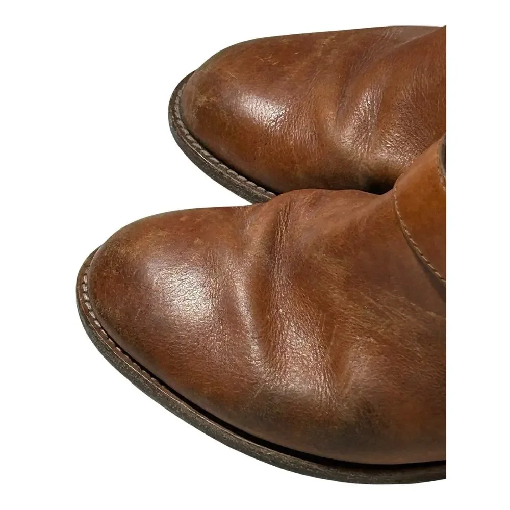 Coach Natale Harness Riding Boots Women 7.5B Cognac Leather Knee High Equestrian